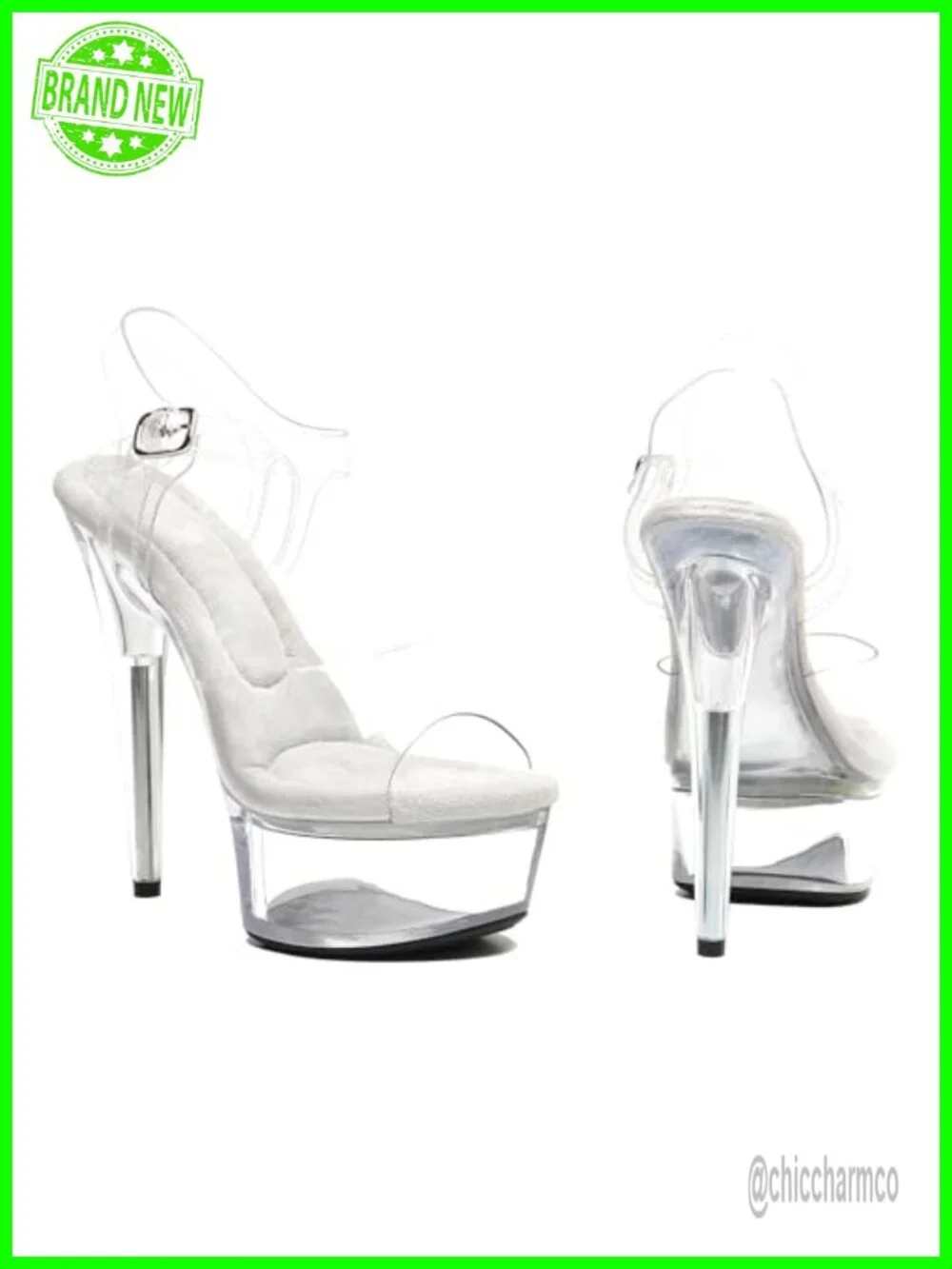 6in Clear Platform High Heels Ankle-Strap Stiletto Pole Dance Sandals